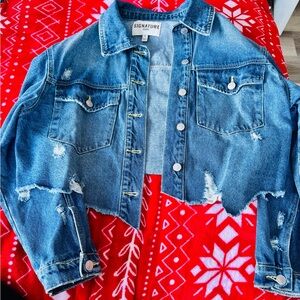 Signature Blue Cropped Denim Jacket